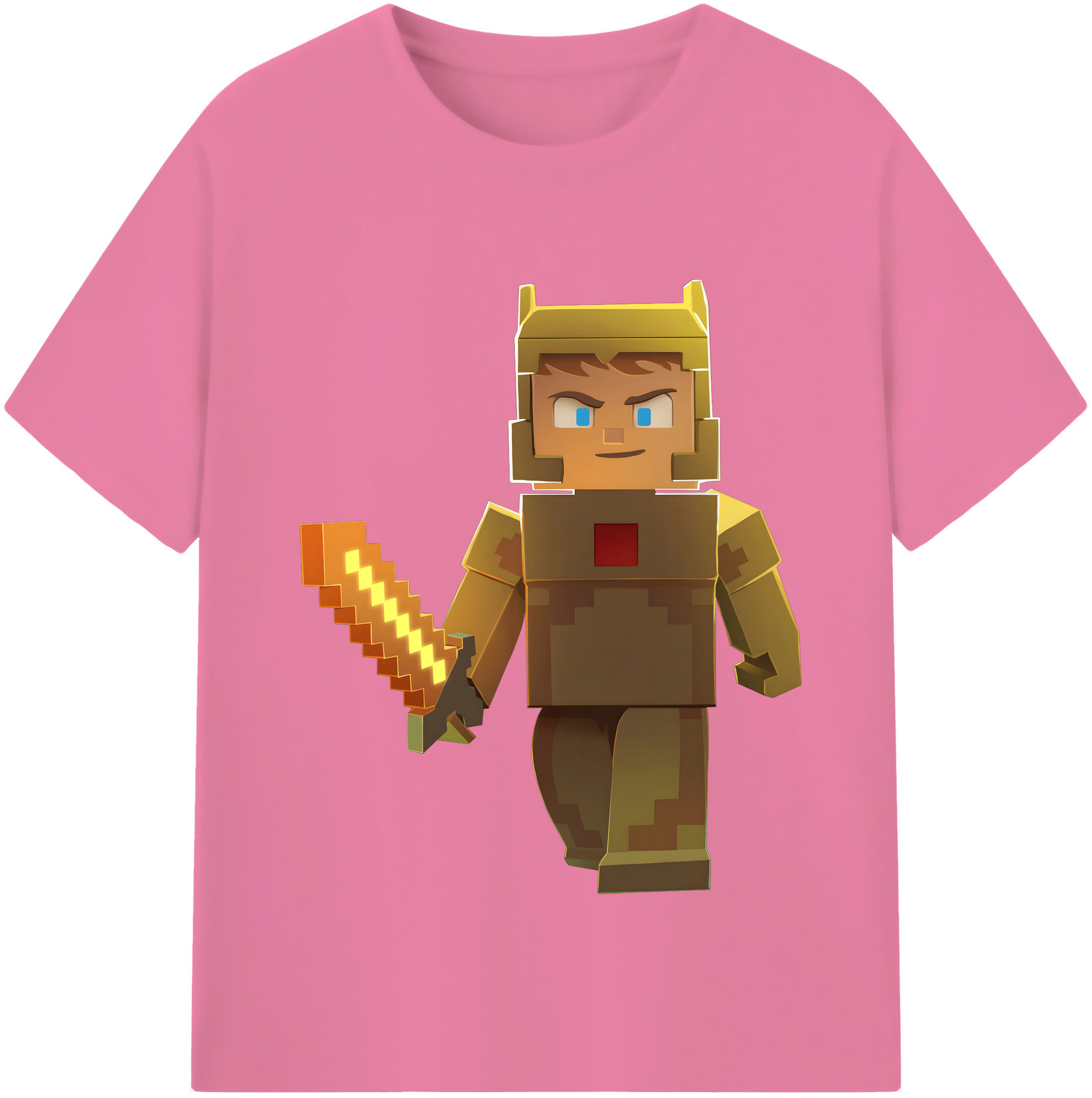 （画像用） マインクラフト ブロックの世界 Minecraft MC Block world 綿100％半袖Tシャツ（フロントプリント）